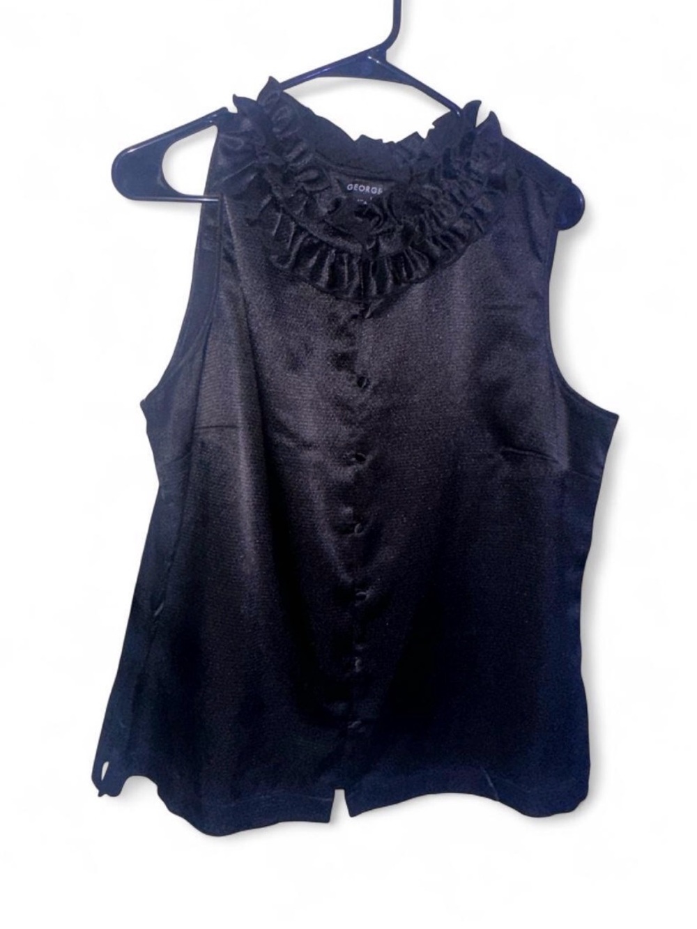 George Black Sleeveless Ruffle Neck Camisole